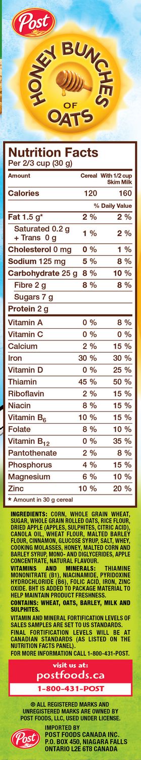 Label Facts Oats Of Honey Bunches Nutrition